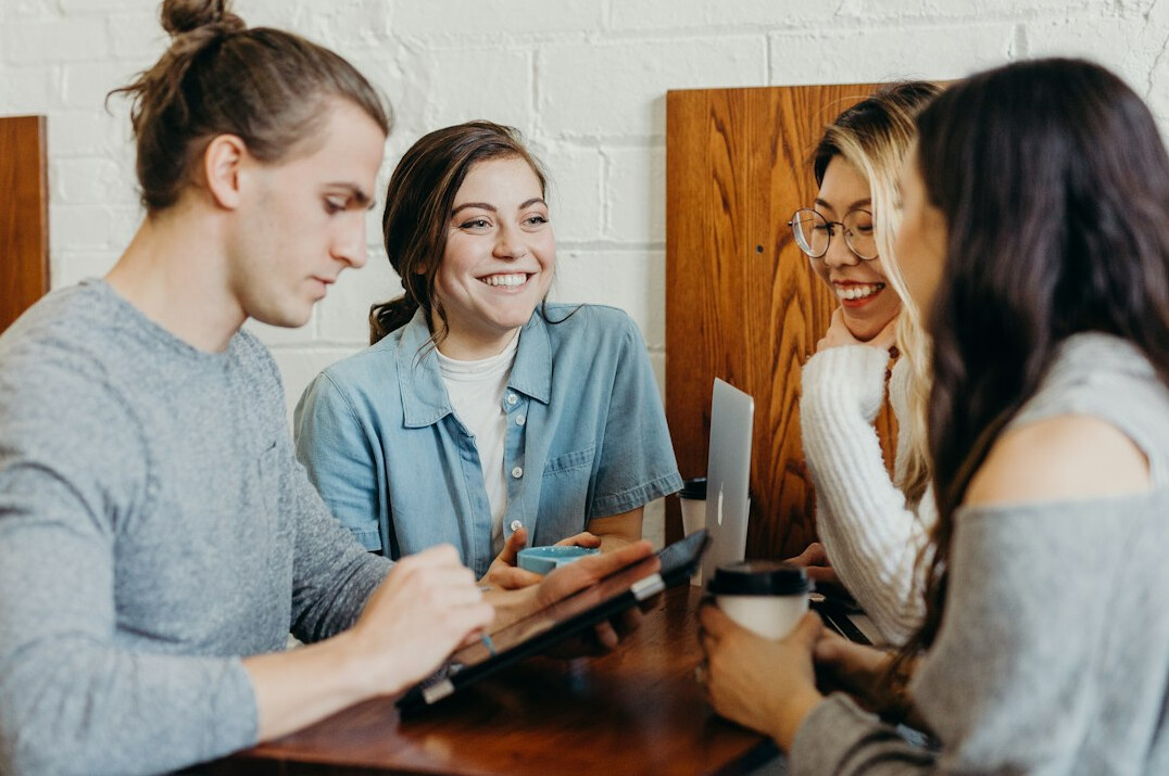 diverse group studying together